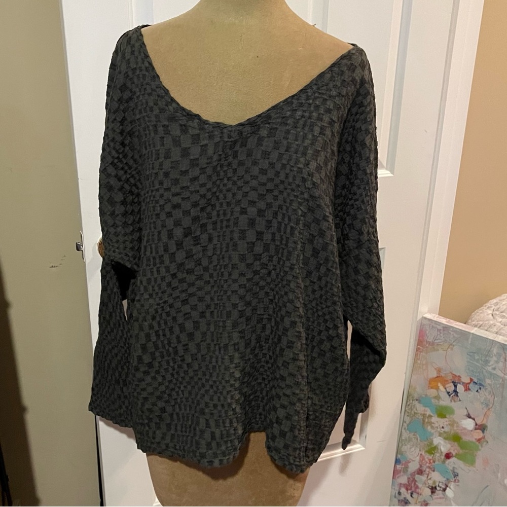FLAX XL wispy pullover Grey Nice Blouse Shirt NWT